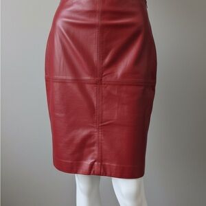 Lulus Red Faux Leather High Waist Pencil Skirt Women’s Size S Y2K